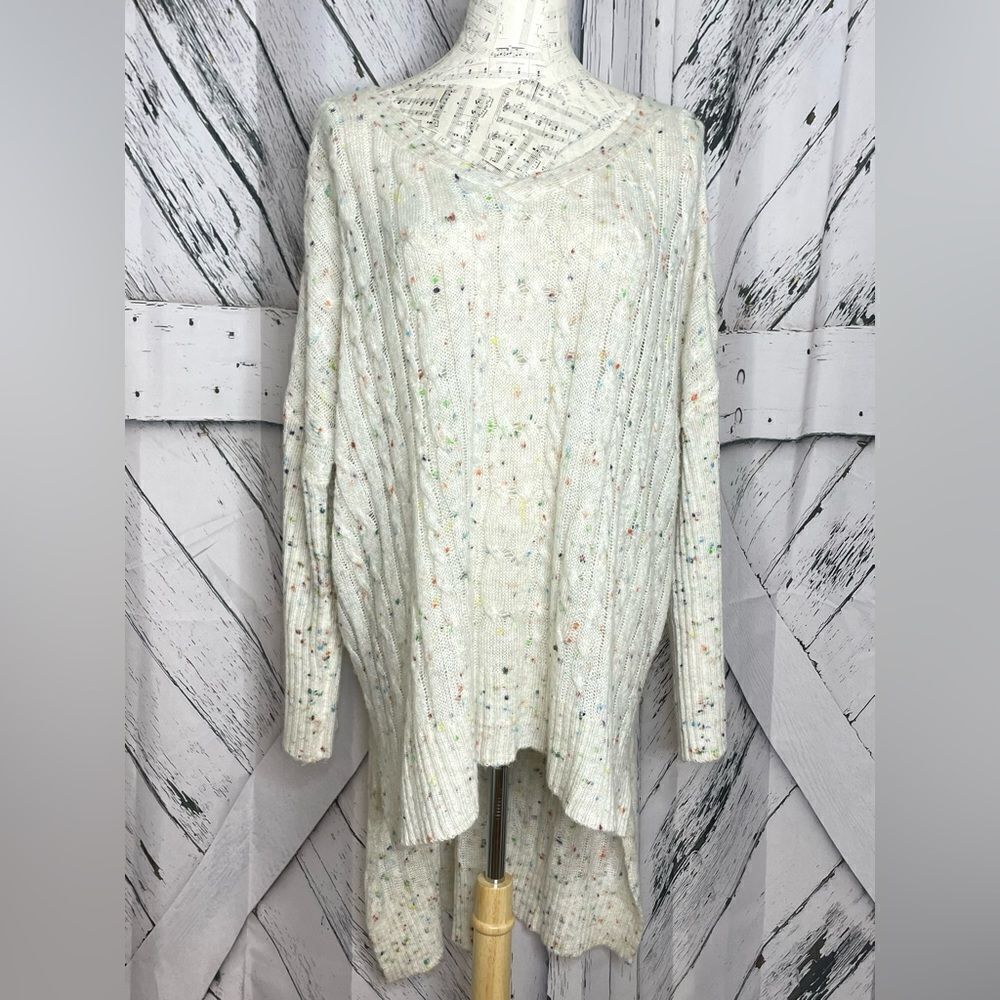 POL V Neck High/Low Sweater Speckled L